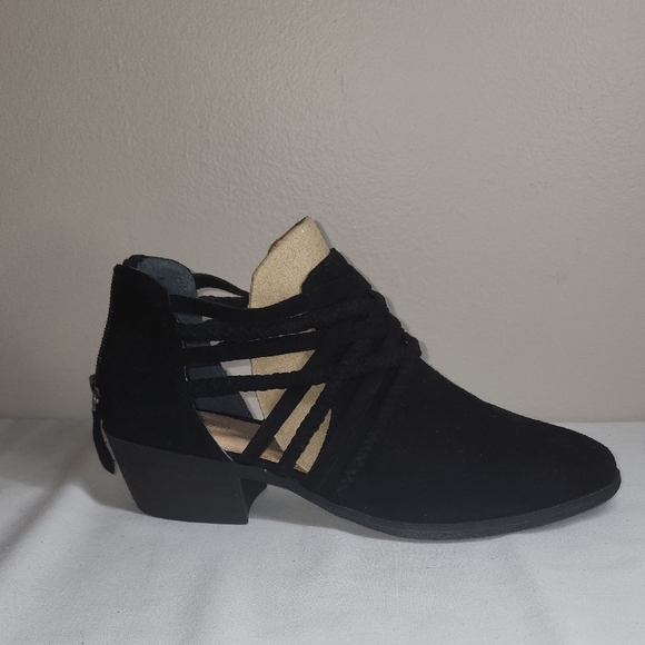 Caslon Black Suede Cutout Ankle Booties - Picture 1 of 9